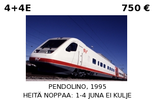 Pendolino-kortti 18VR-pelistä